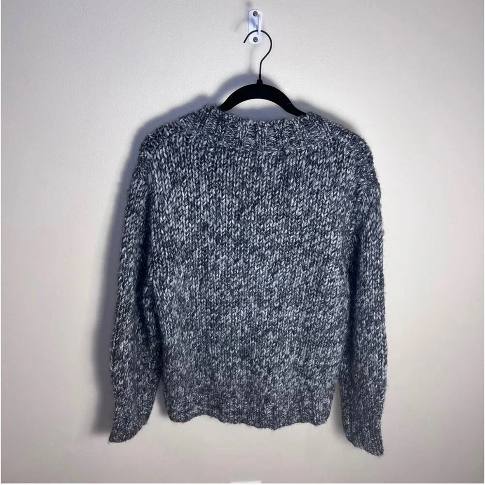 Madewell Sweater Women S Black White Italian Yarn Wool Alpaca V-Neck Marled Knit - Picture 7 of 7